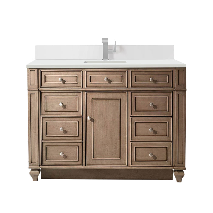 Bristol 48" Single Vanity, Saddle Brown w/ 3 CM Victorian Silver Silestone Top