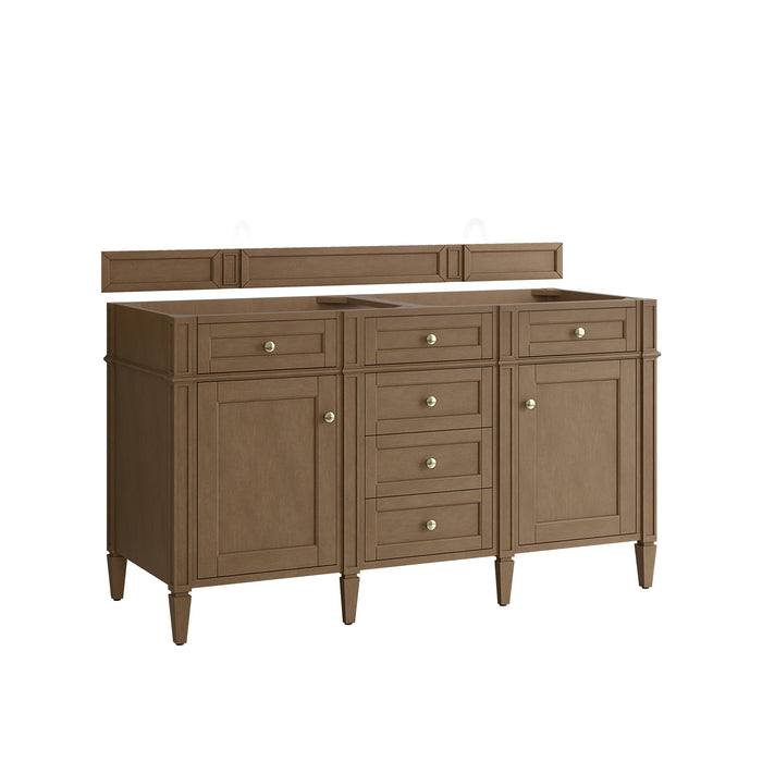 Brittany 60" Double Vanity, Bright White Vanity w/ 3 CM Ethereal Noctis Silestone Top