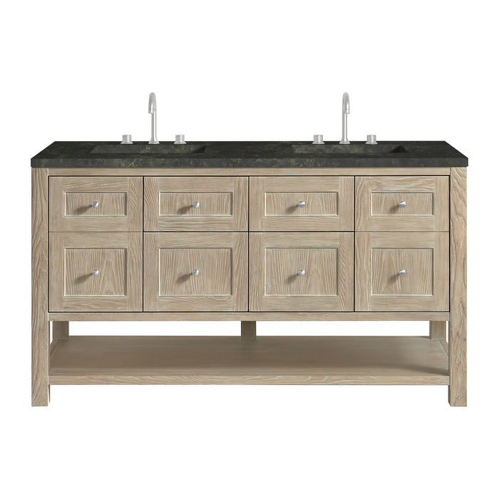 Breckenridge 60" Double Vanity, Serenity Blue, w/ 3 CM Lime Delight Quartz Top