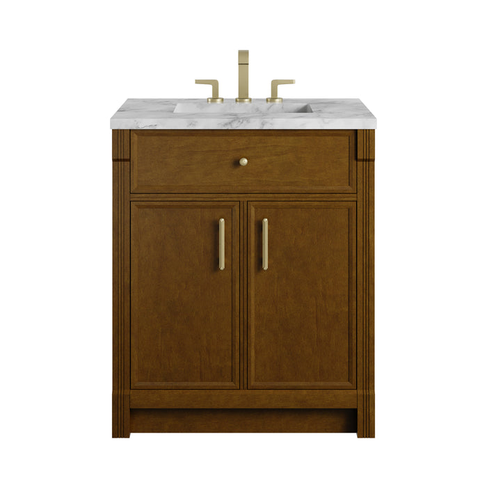 Bellshire 30" Single Vanity, Honey Oak w/ 3 CM Carrara Marble Top