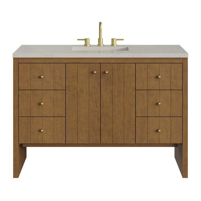 Hudson 48" Single Vanity, Honey Oak w/ 3 CM Siberian Silestone Top