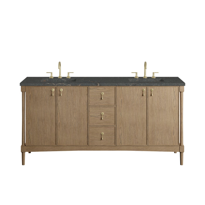 Kinnsden 72" Double Vanity Cabinet, Weathered Oak