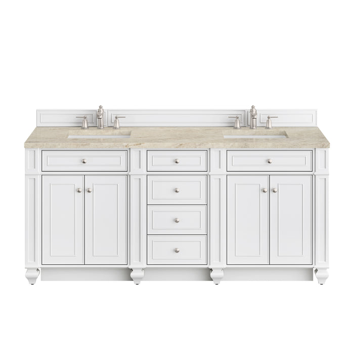 Bristol 72" Double Vanity, Bright White, w/ 3 CM Tajnar Eclos Top