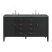 Myrrin 60" Double Vanity, Carbon Oak w/ Single Hole 3 CM White Zeus Silestone Top & Backsplash