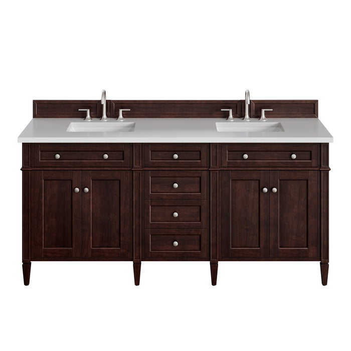 Brittany 72" Double Vanity, Burnished Mahogany, w/ 3 CM Tajnar Eclos Top