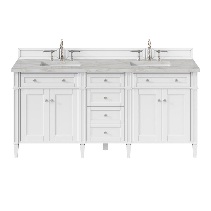 Brittany 72" Double Vanity, Victory Blue w/ 3 CM Ethereal Noctis Silestone Top w/FreePower Wireless Charger