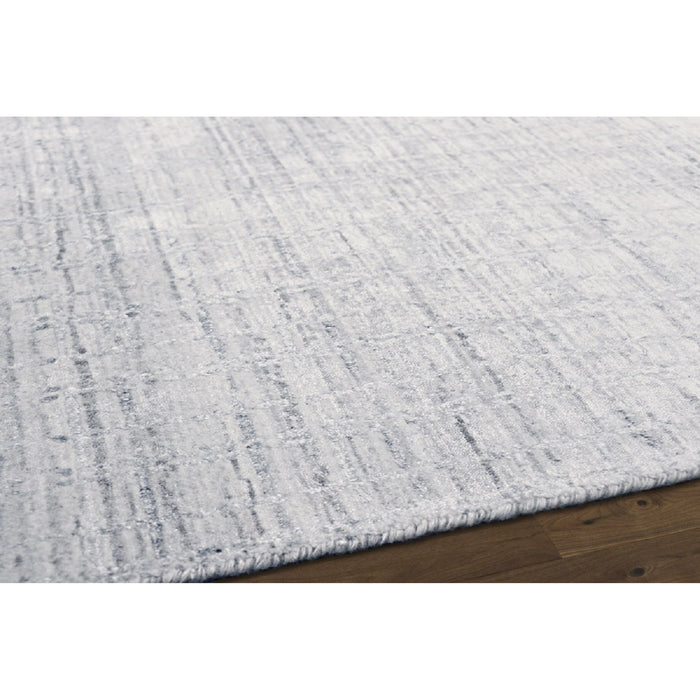 Pasargad Home Slate Collection Hand-Loomed Ivory/Blue Bsilk & Wool Area Rug- 6' 0" X 9' 0" pbfe-03 6x9