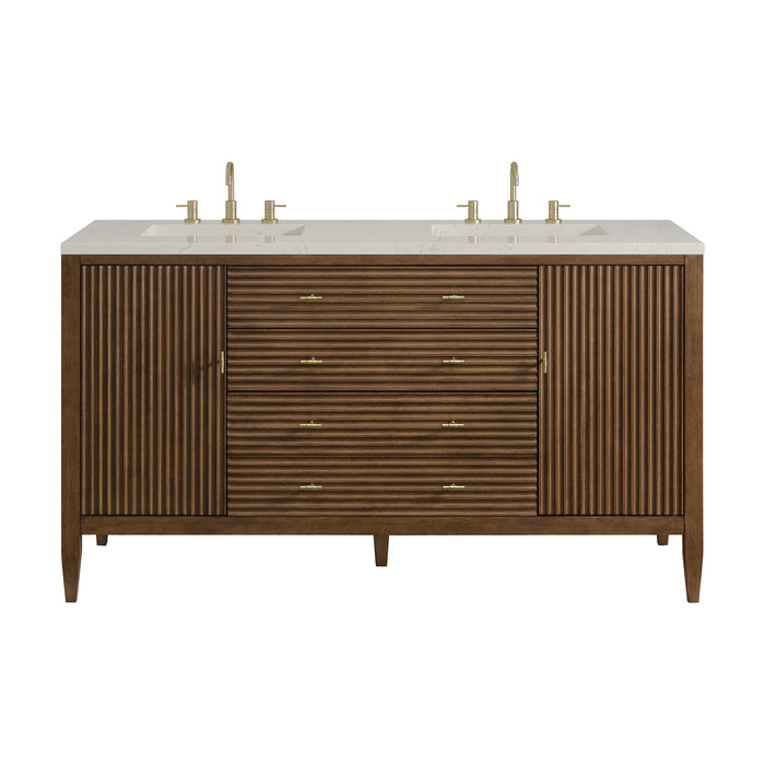 Myrrin 60" Double Vanity, Carbon Oak, w/ 3 CM Tajnar Eclos Top w/FreePower Wireless Charger