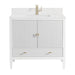 Myrrin 36" Vanity, Bright White w/ Single Hole 3 CM White Zeus Silestone Top & Backsplash
