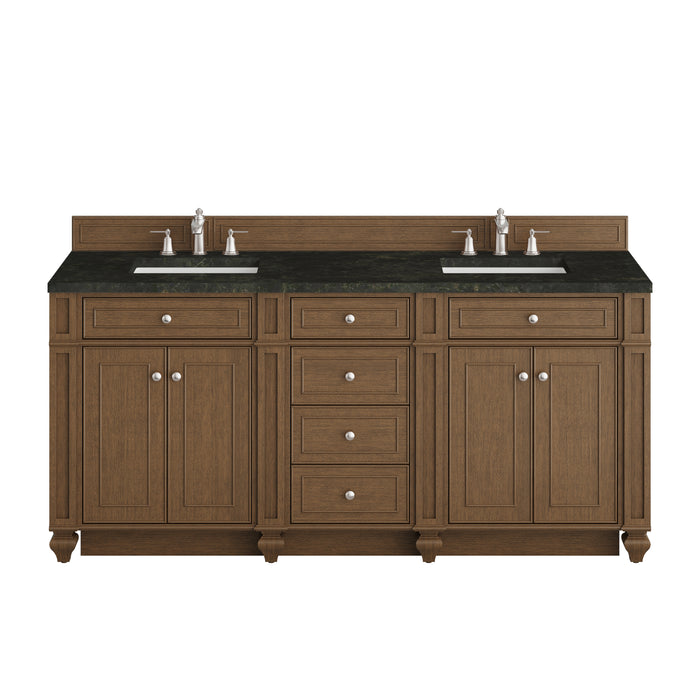 Bristol 72" Double Vanity, Saddle Brown w/ 3 CM Ethereal Noctis Silestone Top