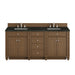 Bristol 72" Double Vanity, Saddle Brown w/ 3 CM Ethereal Noctis Silestone Top