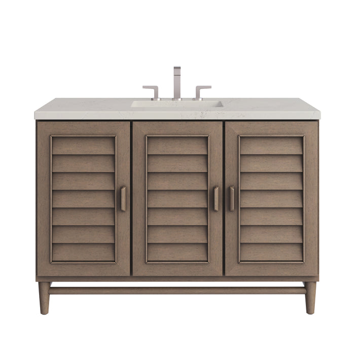 Portland 48" Single Vanity, Whitewashed Walnut, w/ 3 CM Siberian Silestone Top