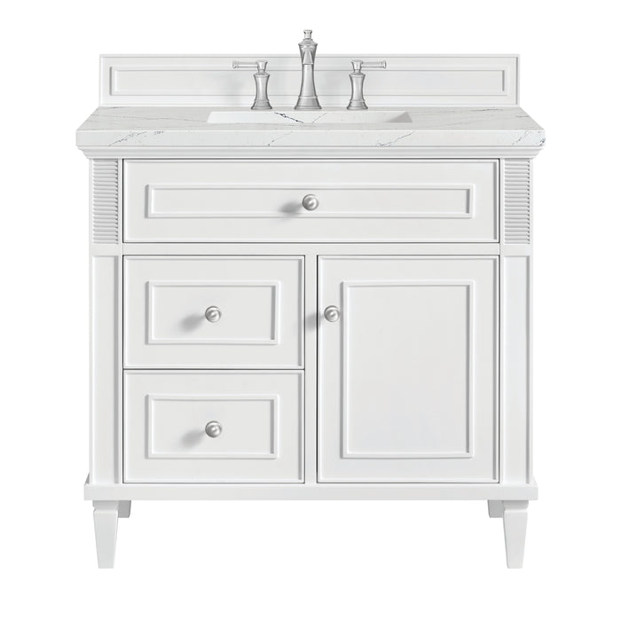 Lorelai 36" Single Vanity, Bright White w/ 3 CM Ethereal Noctis Silestone Top