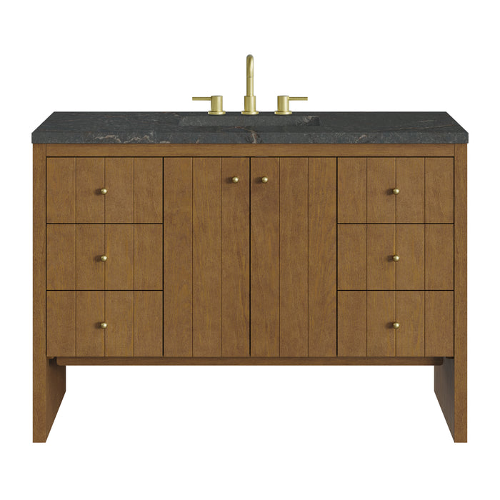 Hudson 48" Single Vanity, Honey Oak w/ 3 CM Parisien Bleu Silestone Top