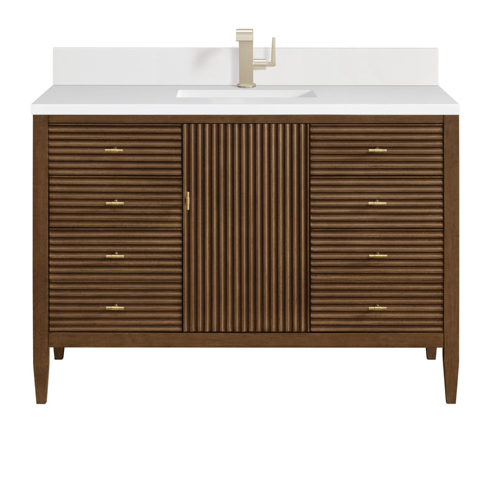 Myrrin 48" Single Vanity, Carbon Oak, w/ 3 CM Siberian Silestone Top