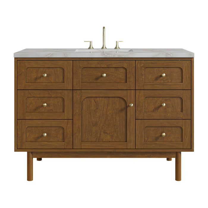 Laurent 48" Single Vanity, Honey Oak w/ 3 CM Victorian Silver Silestone Top