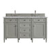 Brittany 60" Double Vanity, Smokey Celadon w/ 3 CM Victorian Silver Top