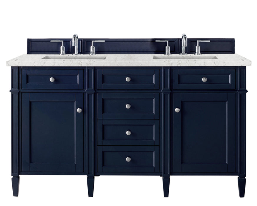 Brittany 60" Double Vanity, Urban Gray w/ 3 CM Victorian Silver Silestone Top w/FreePower Wireless Charger