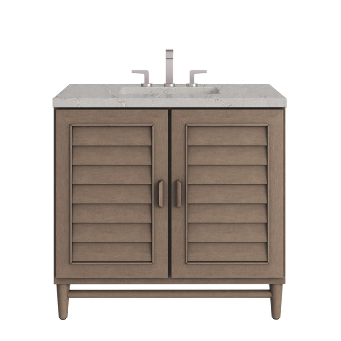 Portland 36" Single Vanity Whitewashed Walnut w/ 3 CM Victorian Silver Silestone Top