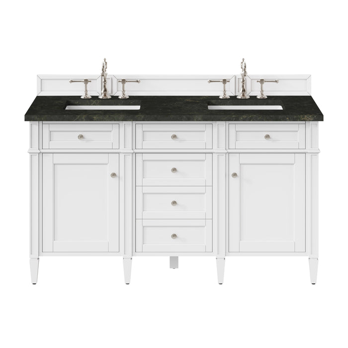 Brittany 60" Double Vanity, Victory Blue w/ 3 CM White Zeus Silestone Top