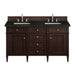 Brittany 60" Double Vanity, Burnished Mahogany w/ 3 CM Lime Delight Silestone Top