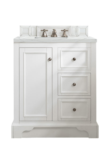 De Soto 30" Single Vanity, Bright White w/ 3 CM Ethereal Noctis Silestone Top