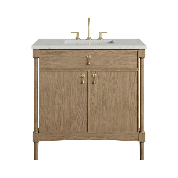 Kinnsden 36" Single Vanity, Weathered Oak w/ 3 CM Lime Delight Silestone Top