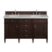 Brittany 60" Double Vanity, Burnished Mahogany w/ 3 CM Eternal Jasmine Pearl Silestone Top