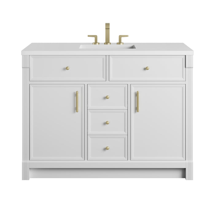 Bellshire 48" Single Vanity, Bright White w/ 3 CM White Zeus Silestone Top
