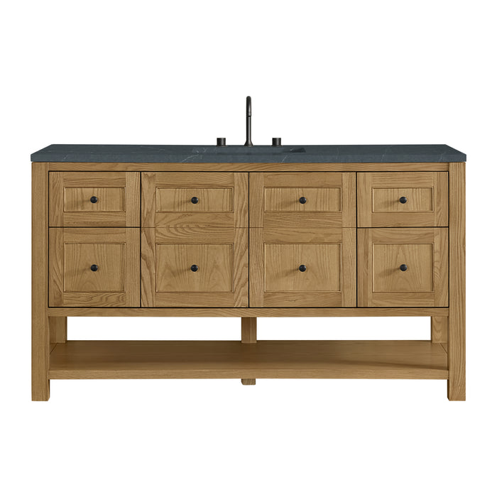 Breckenridge 60" Single Vanity, Bright White, w/ 3 CM Siberian Silestone Top w/FreePower Wireless Charger