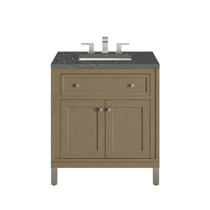Chicago 30" Single Vanity, Walnut Whisper, w/ 3 CM Parisien Bleu Silestone® Top