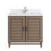 Portland 36" Single Vanity Whitewashed Walnut w/ Single Hole 3 CM White Zeus Silestone Top & Backsplash