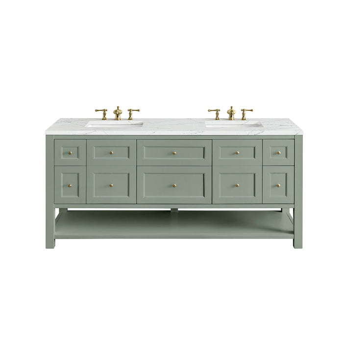 Breckenridge 72" Double Vanity, Light Natural Oak w/ 3 CM Eternal Jasmine Pearl Top w/FreePower Wireless Charger