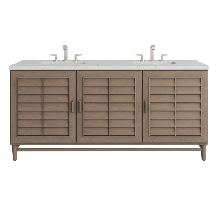 Portland 72" Double Vanity Whitewashed Walnut w/ 3 CM Lime Delight Silestone Top