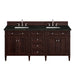 Brittany 72" Double Vanity, Burnished Mahogany w/ 3 CM Lime Delight Silestone Top