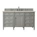 Brittany 60" Single Vanity, Urban Gray w/ Single Hole 3 CM White Zeus Silestone Top & Backsplash