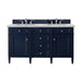 Brittany 60" Double Vanity, Victory Blue w/ 3 CM Carrara Marble Top