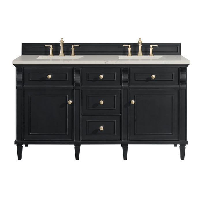 Lorelai 60" Double Vanity, Black Onyx, w/ 3 CM Siberian Silestone Top