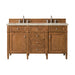 Brittany 60" Double Vanity, Saddle Brown w/ 3 CM Ethereal Noctis Silestone Top