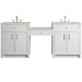 Bellshire 84" Dual Vanity Set with 24" Make-Up Counter, Bright White w/3 cm Lime Delight Silestone Top