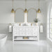 James Martin Breckenridge 60" Double Bathroom Vanity in Bright White, shown in a bathroom setting