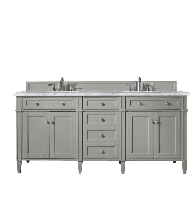 Brittany 72" Double Vanity, Smokey Celadon, w/ 3 CM Tajnar Eclos Top