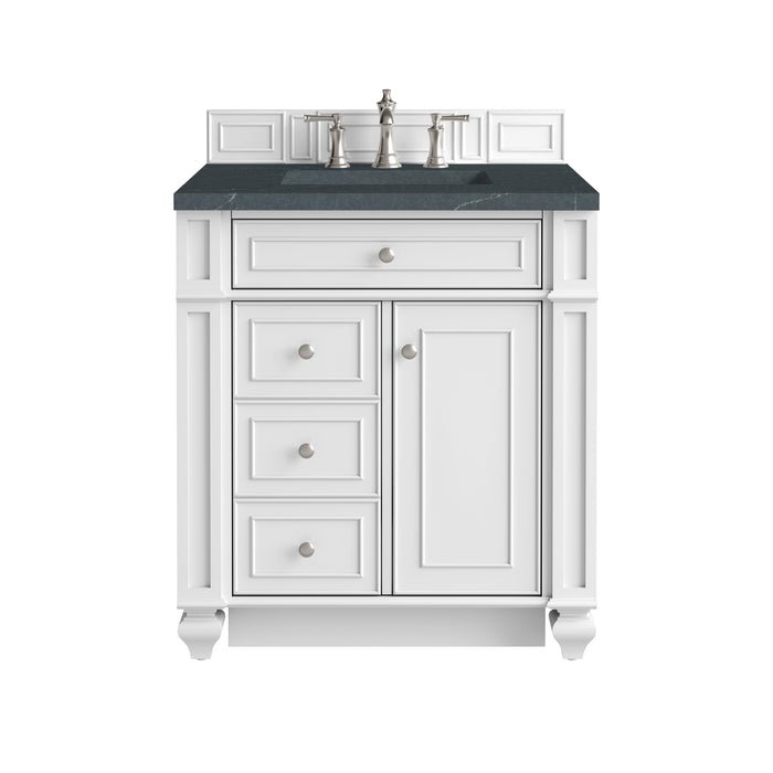 Bristol 30" Single Vanity, Bright White w/ 3 CM Charcoal Soapstone Silestone Top