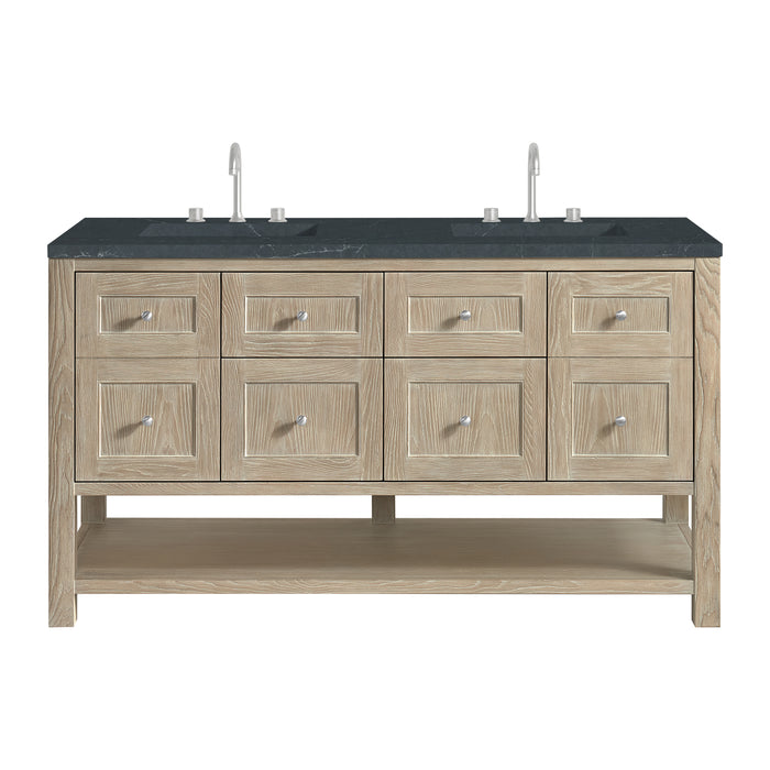 Breckenridge 60" Double Vanity, Serenity Blue, w/ Single Hole 3 CM White Zeus Quartz Top & Backsplash