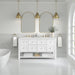 Breckenridge 60" Double Vanity, Whitewashed Oak, w/ Single Hole 3 CM White Zeus Quartz Top & Backsplash