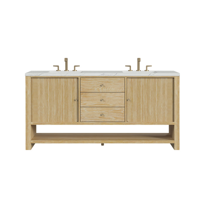 Marigot 72" Double Vanity, Sunwashed Oak w/ 3 CM Ethereal Noctis Silestone Top