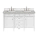 Brittany 60" Double Vanity, Victory Blue, w/ 3 CM Siberian Silestone Top w/FreePower Wireless Charger
