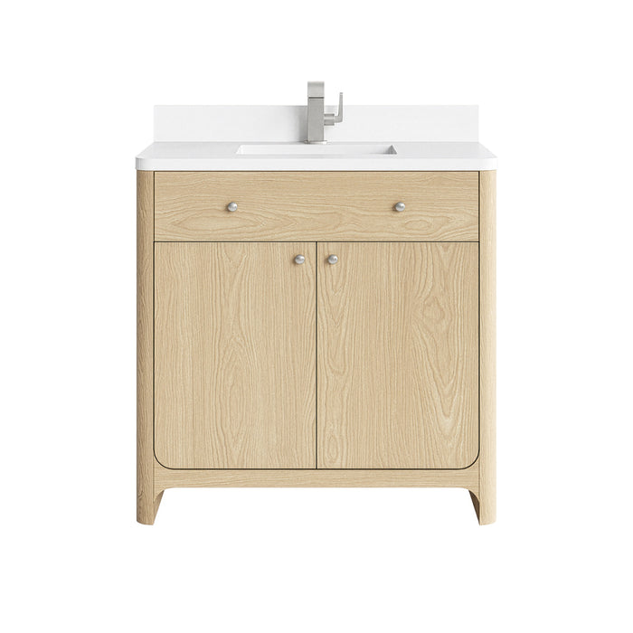 Gracyn 36" Single Vanity, Coastal Driftwood, w/ 3 CM White Zeus Quartz Top