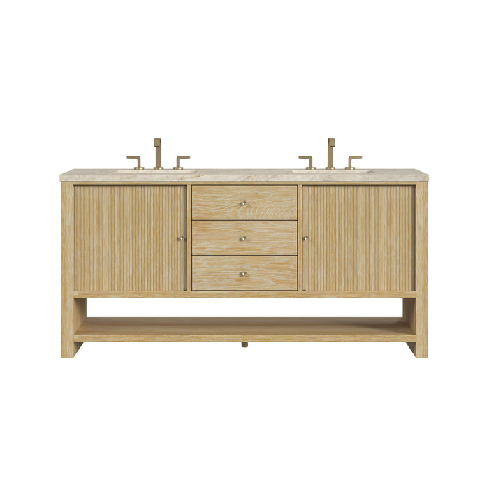 Marigot 72" Double Vanity, Sunwashed Oak, w/ 3 CM Tajnar Eclos Top