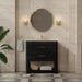 James Martin Lucian 36" Single Bathroom Vanity in Carbon Oak, shown in a bathroom setting